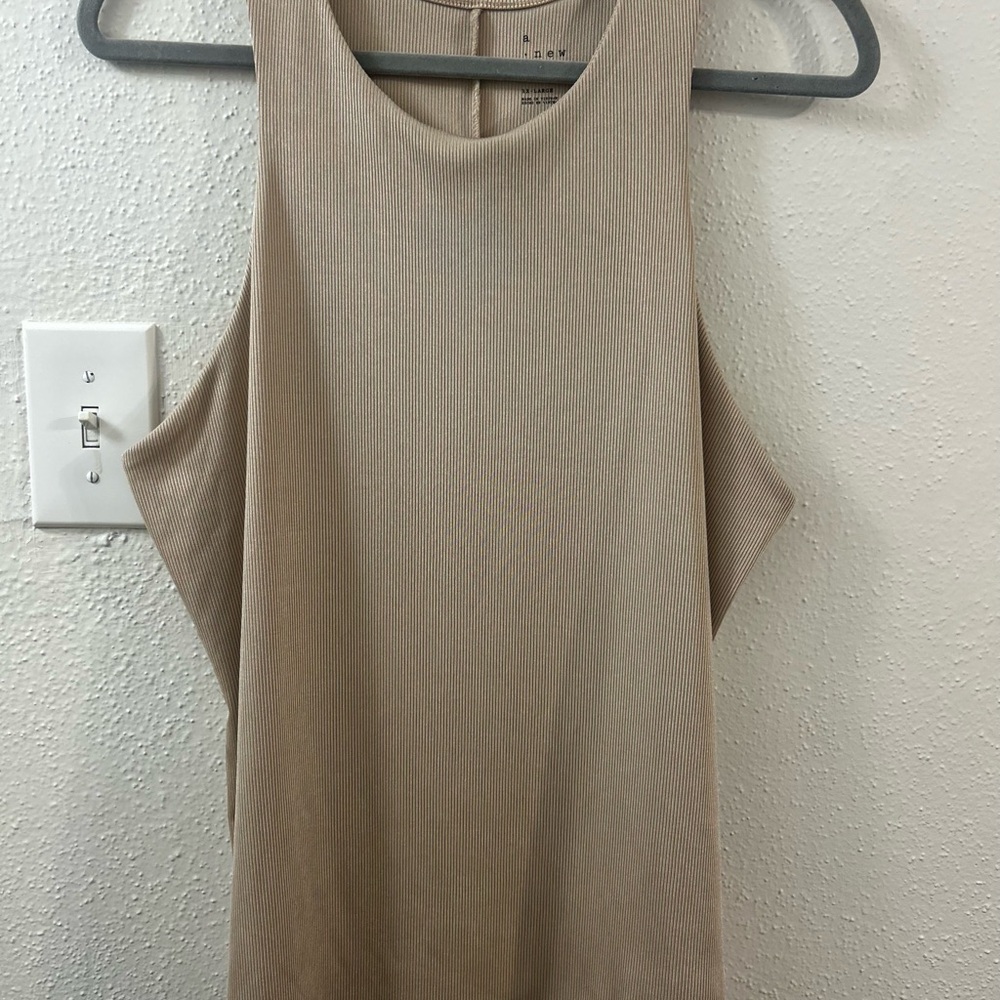 A New Day Champagne Sleeveless Cut Out Tank Top